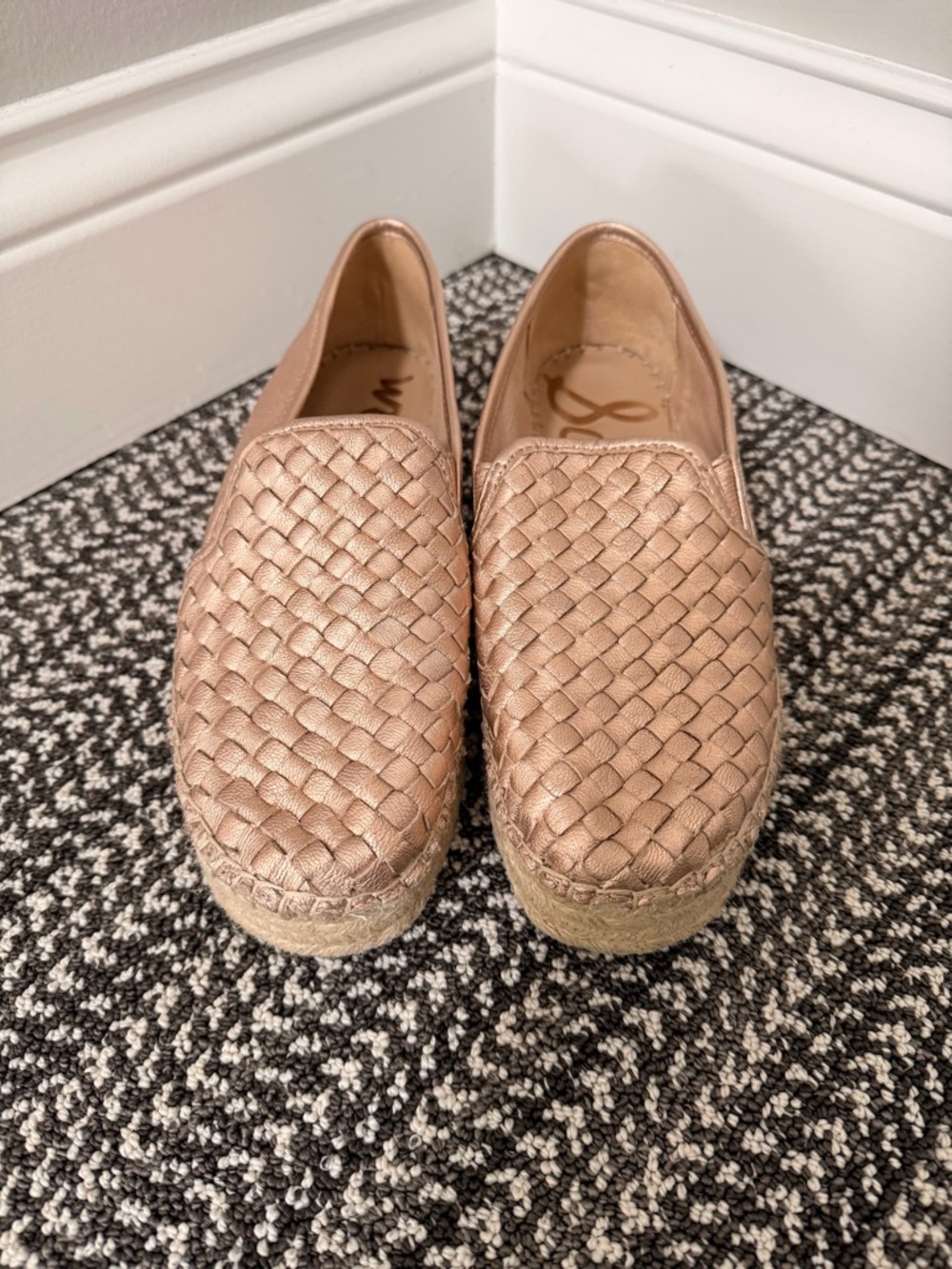 Sam Edelman Woven Catherine Espadrille Slip-On Loafers in Rose Gold